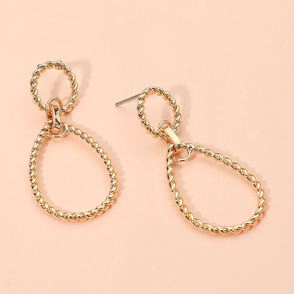 Metal Rope Open Teardrop Earrings