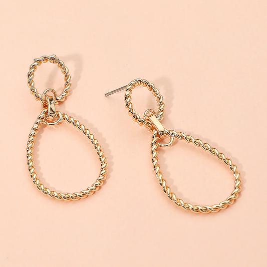 Metal Rope Open Teardrop Earrings