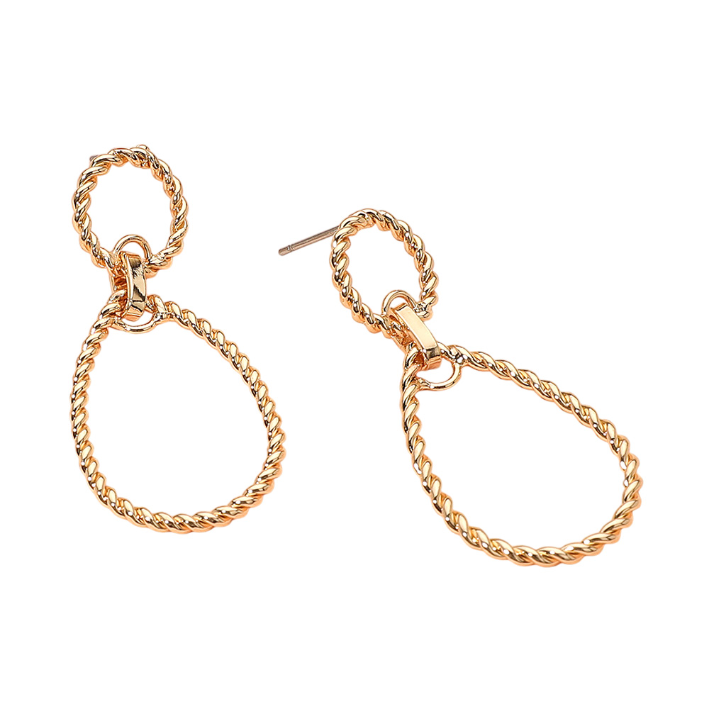 Metal Rope Open Teardrop Earrings