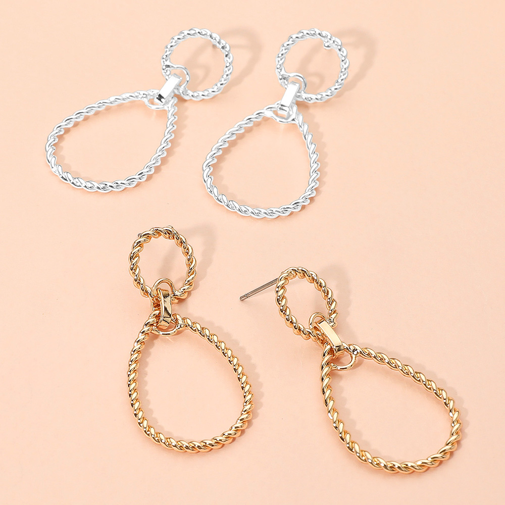 Metal Rope Open Teardrop Earrings