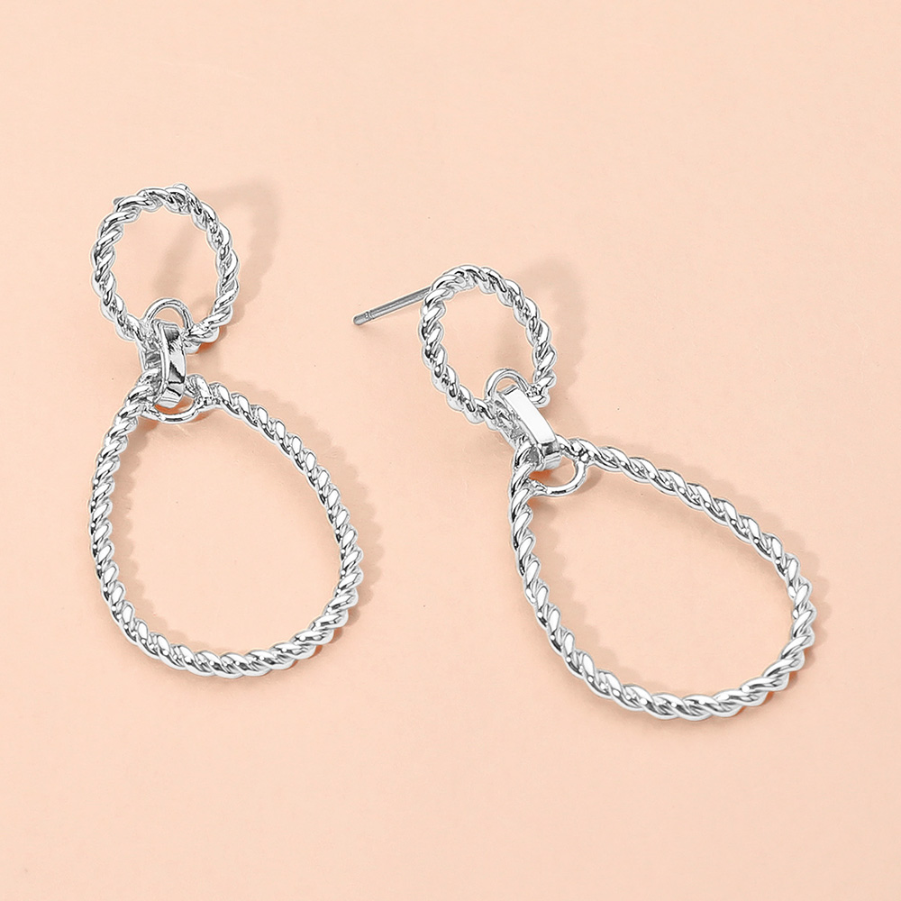 Metal Rope Open Teardrop Earrings