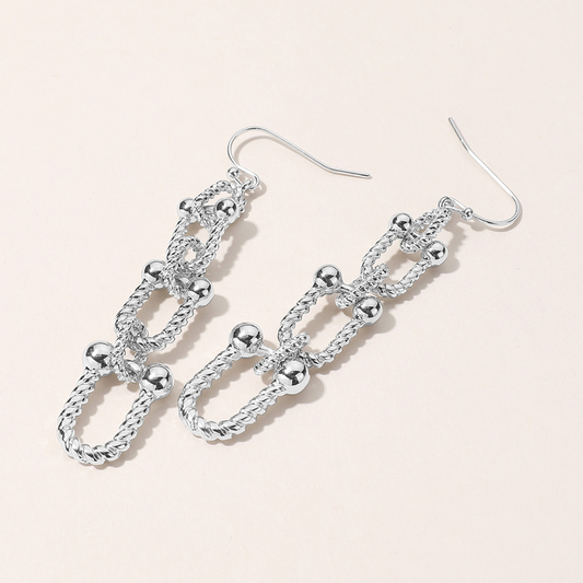Textured Hardware Link Dropdown Earrings