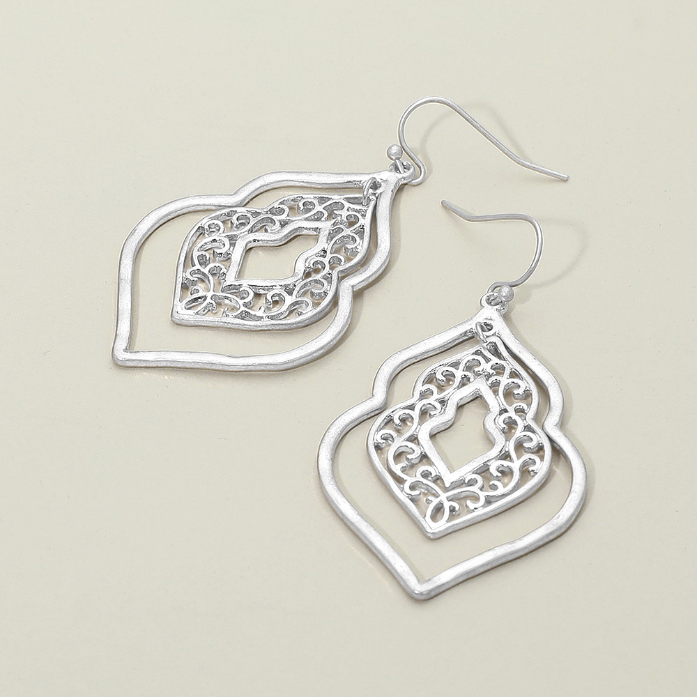 Metal Filigree Ornate Dangle Earrings