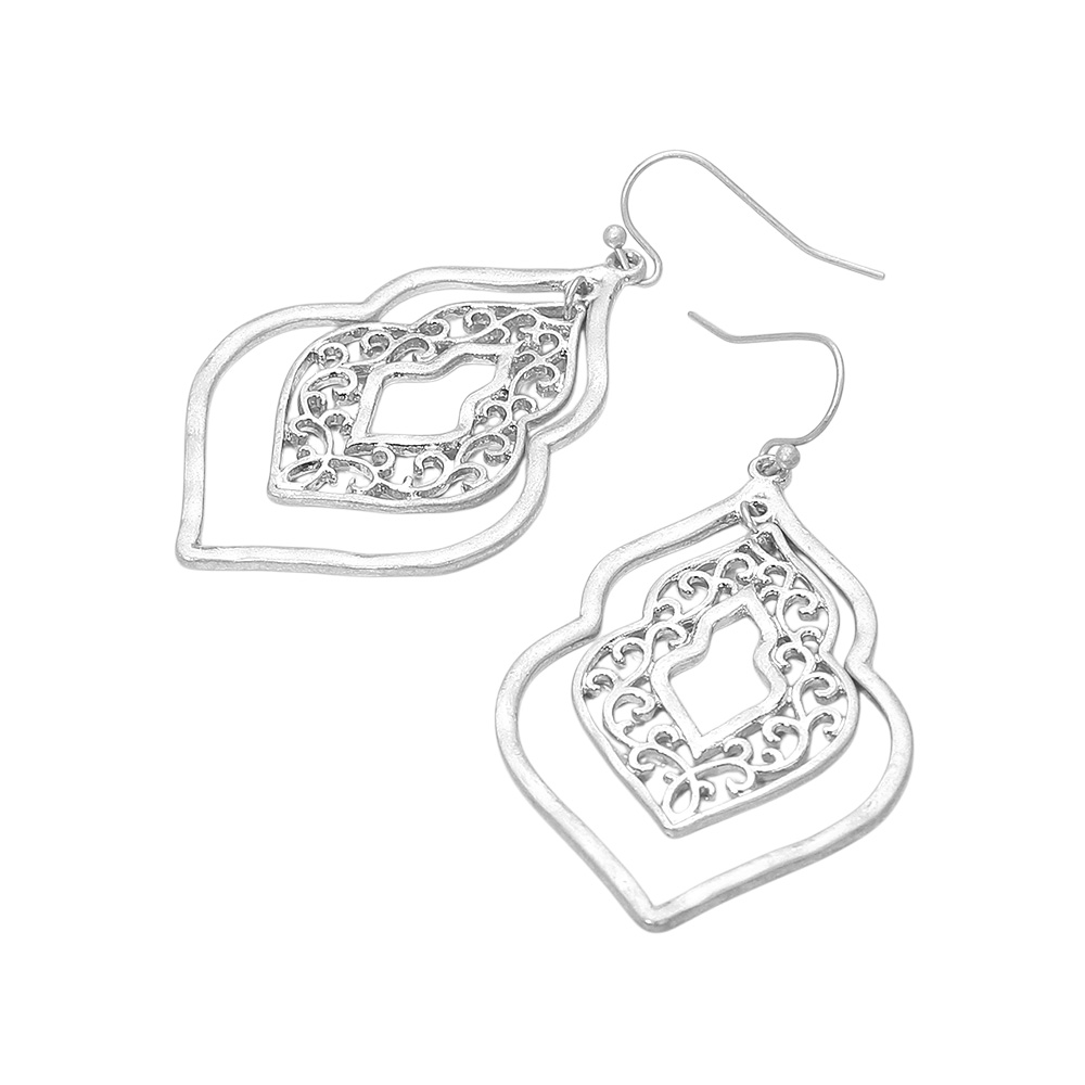 Metal Filigree Ornate Dangle Earrings