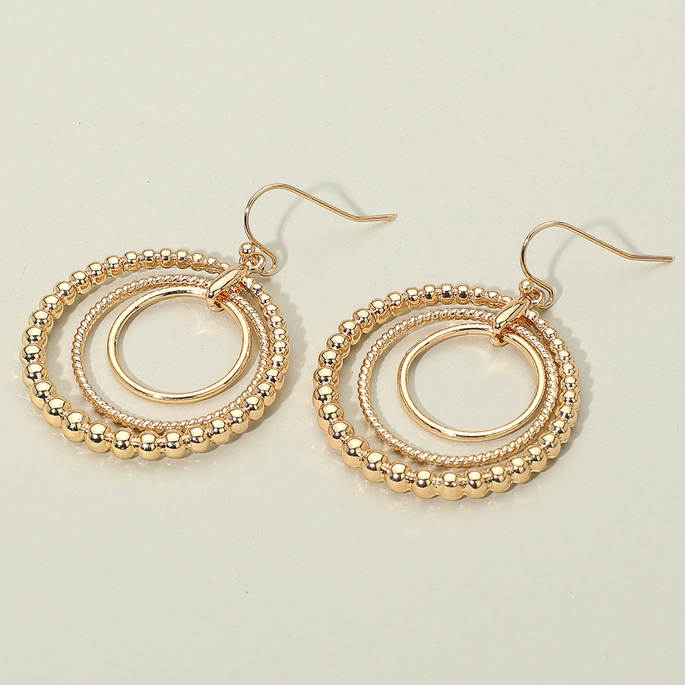 Metal Bubble Layered Hoop Dangle Earrings