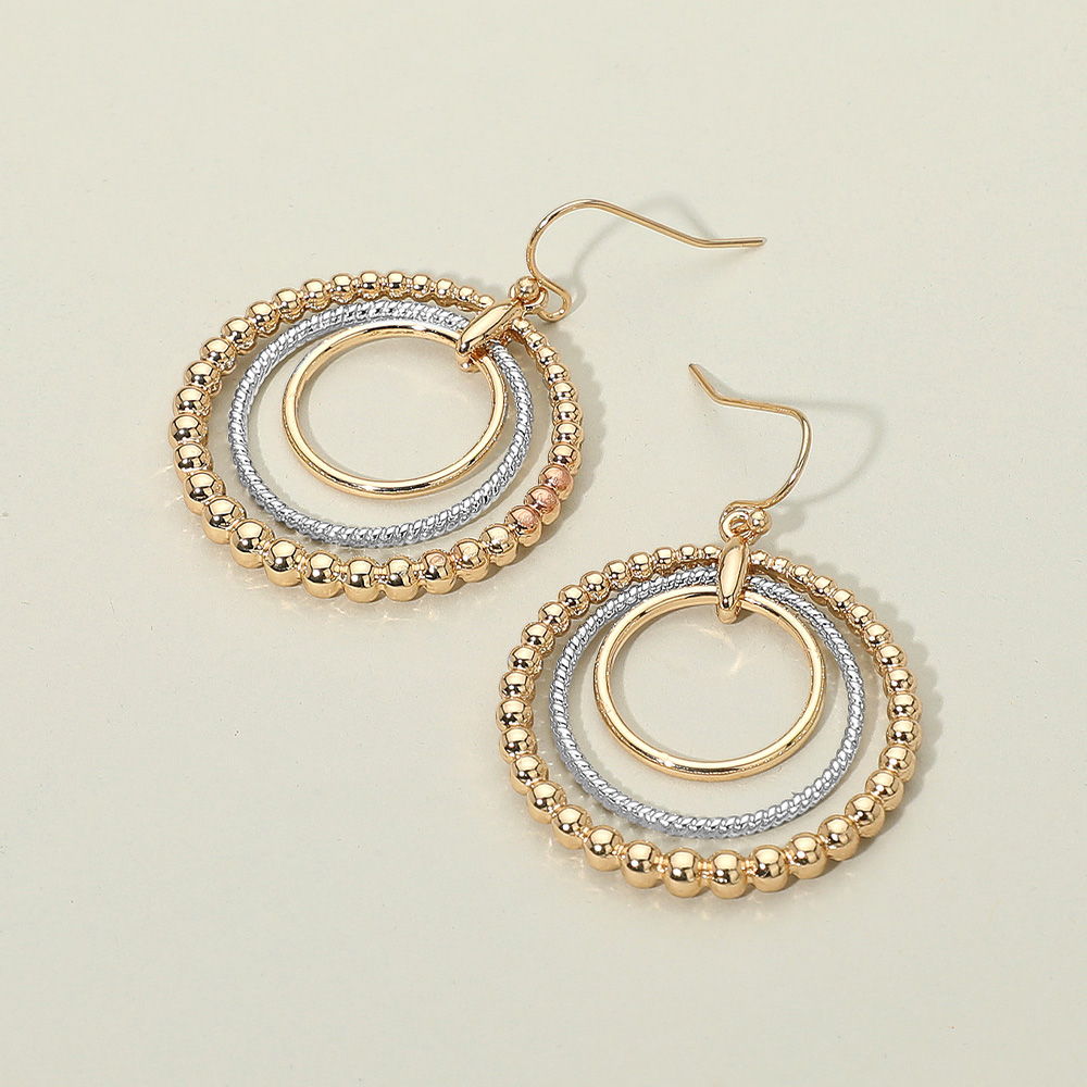 Metal Bubble Layered Hoop Dangle Earrings
