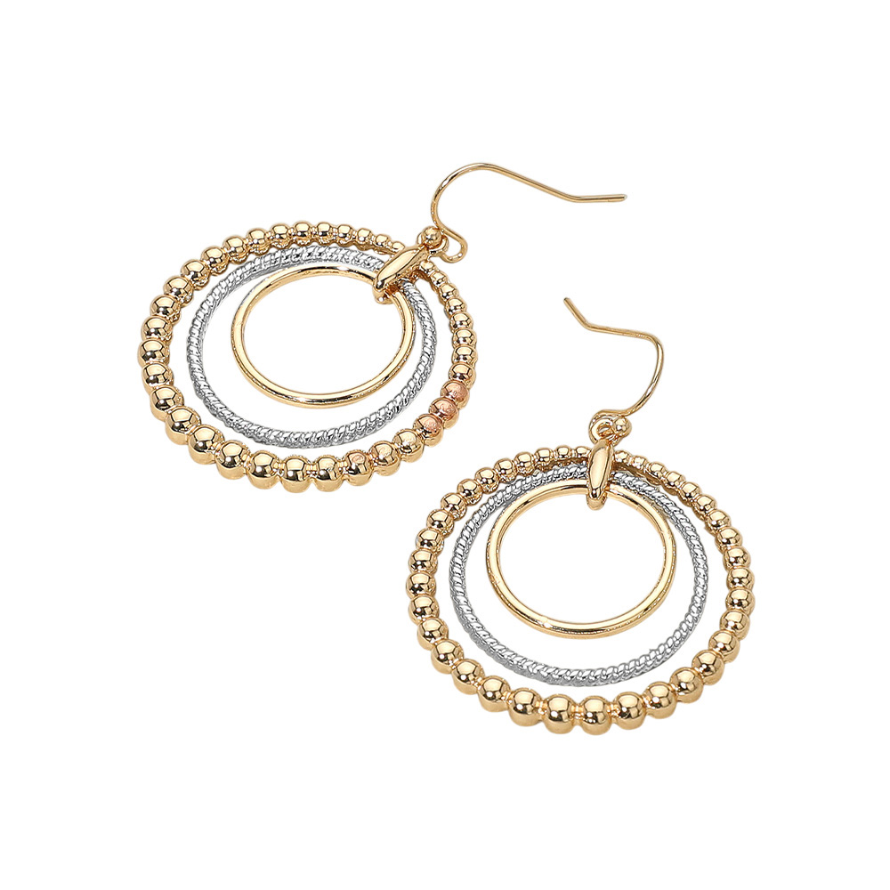 Metal Bubble Layered Hoop Dangle Earrings