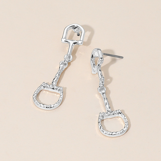 Metal Horsebit Link Drop Earrings