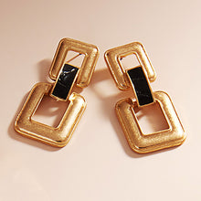 Load image into Gallery viewer, Vintage Square Link Chain with Embossed Faux Leather Earrings
