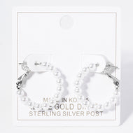 White Gold Dipped Pearl Beaded Hoop Earrings