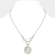 Load image into Gallery viewer, 14K Gold Plated Two Tone Mother Of Pearl Round Pendant Necklace
