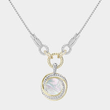 Load image into Gallery viewer, 14K Gold Plated Two Tone Mother Of Pearl Round Pendant Necklace
