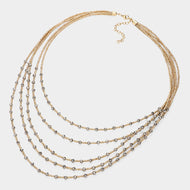 Faceted Beaded Multi Layered Strand Necklace