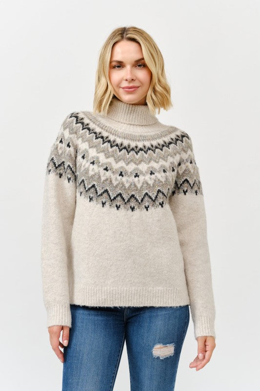 Cielo Turtle Neck Embellished Knit Sweater