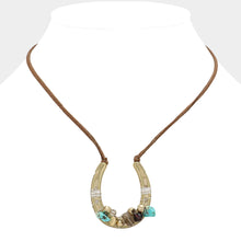 Load image into Gallery viewer, Beaded Horseshoe Suede Cord Necklace
