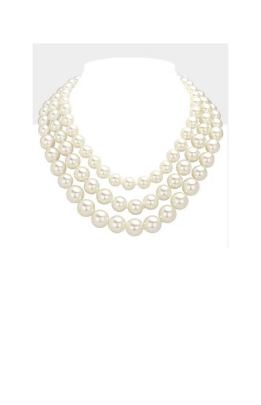 Triple Layered Pearl Necklace