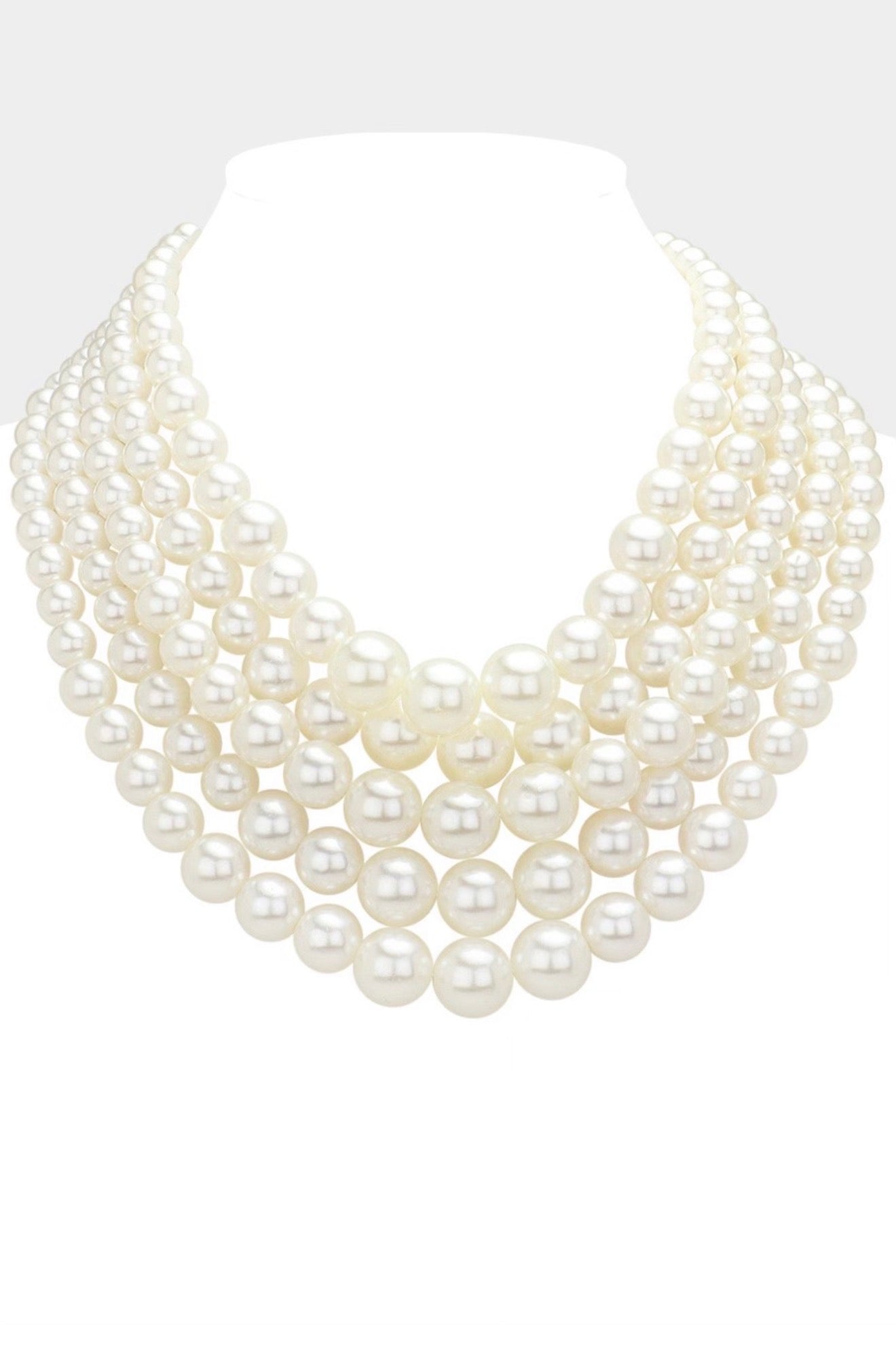 Pearl Multi Strand Bib Necklace