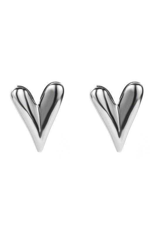 Stainless Steel Heart Stud Earrings