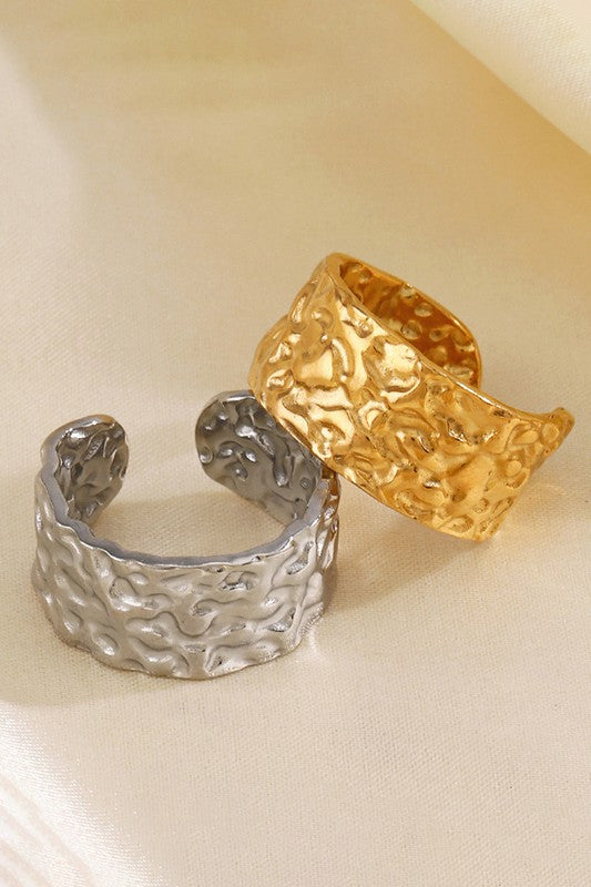 Stainless Steel Hammered Textured Ring