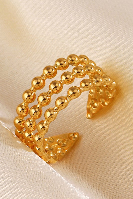 Stainless Steel Triple Beaded Ring