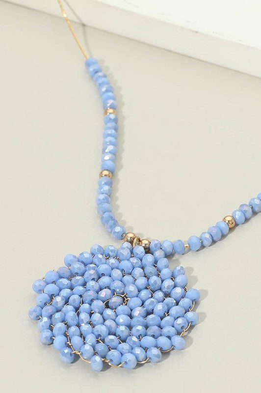 Round Beaded Pendant Statement Necklace