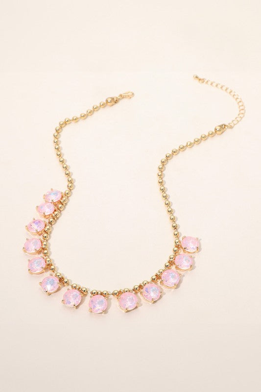 Cushion Teardrop Round Stone Link Evening Necklace