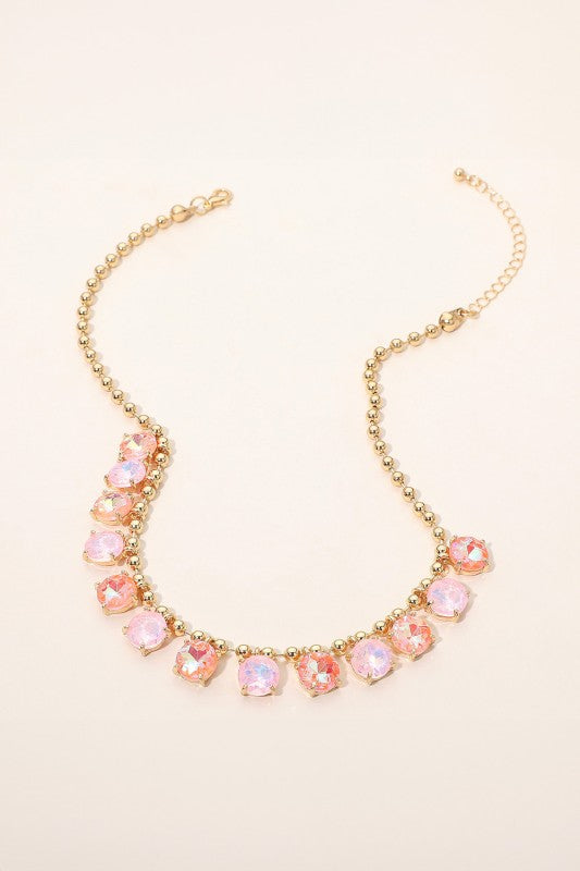 Cushion Teardrop Round Stone Link Evening Necklace