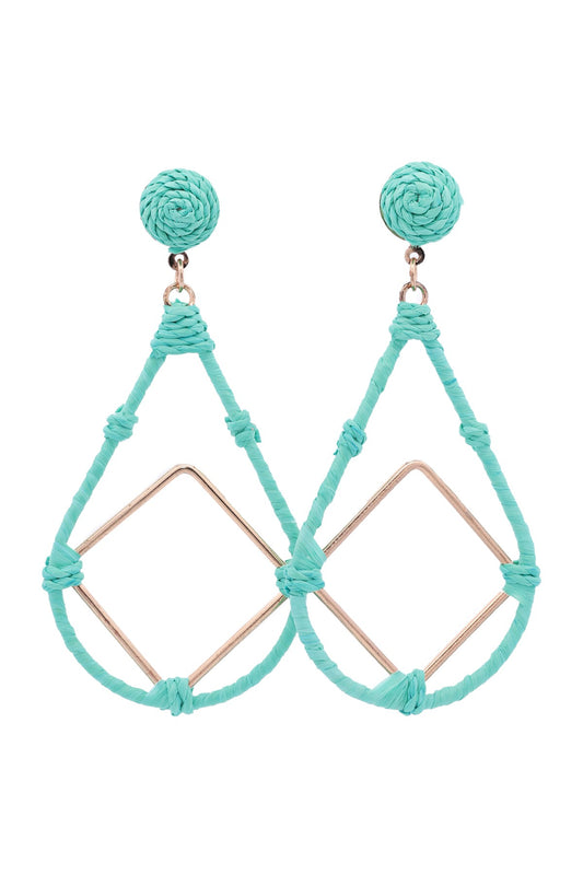Raffia Open Teardrop with Dia Drop Earrings