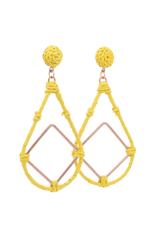 Raffia Open Teardrop with Dia Drop Earrings