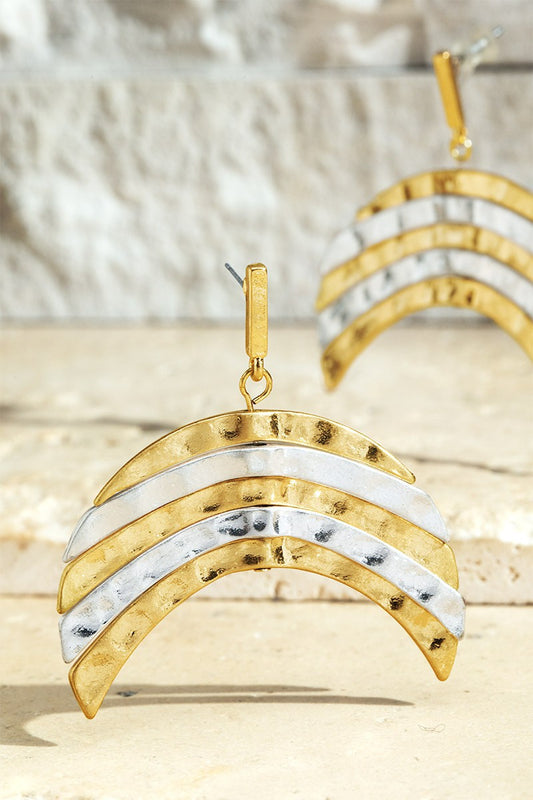 Layered Metal Empress Moon Earrings