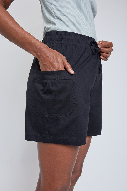 Missy Drawstring Shorts with Pleated Side Pockets