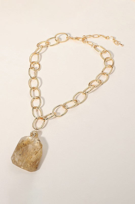 Faceted Stone Chunky Chain Statement Necklace