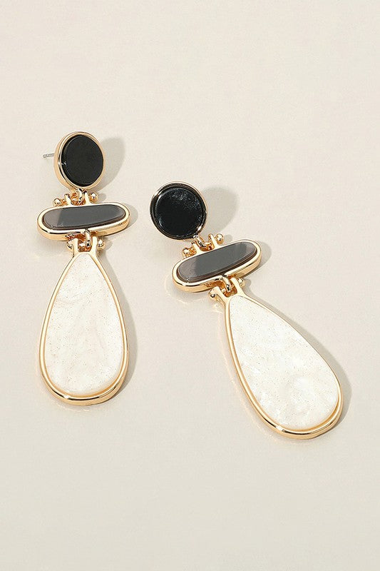 Abstract Glittered Resin Dangle Earrings
