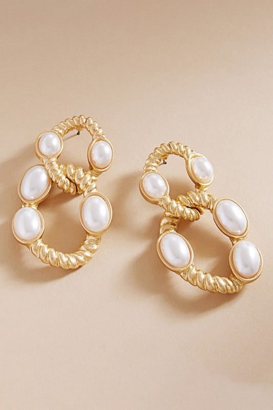 Pearl Accented Twisted Rope Drop Earrings