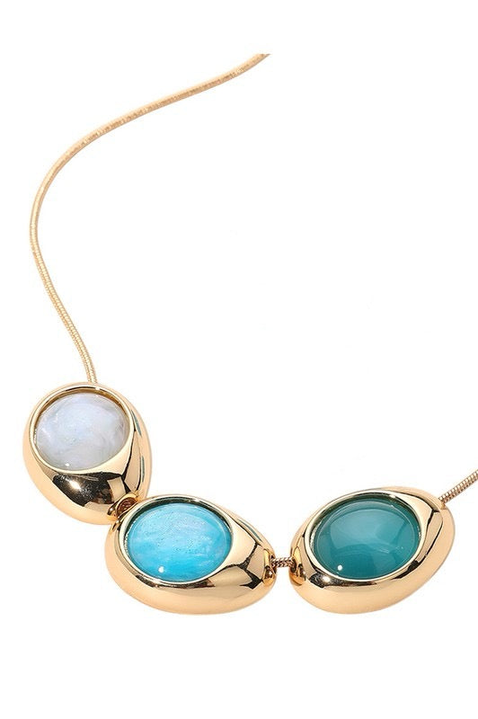 Sparkled Celluloid Acetate Pebble Pointed Necklace