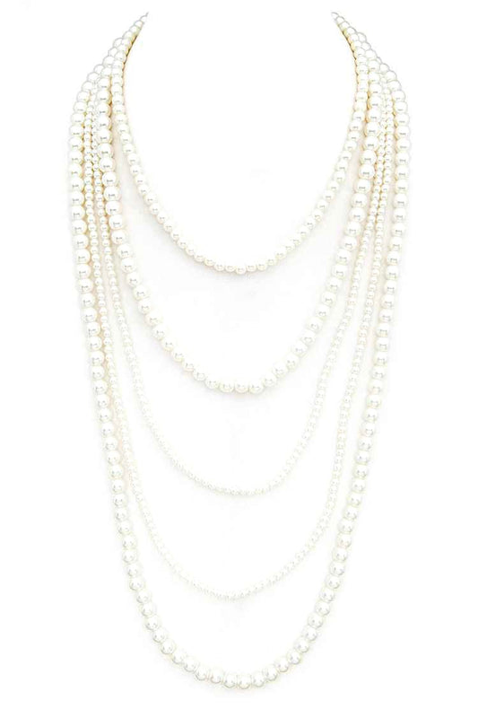 Glass Pearl Layer Statement Necklace
