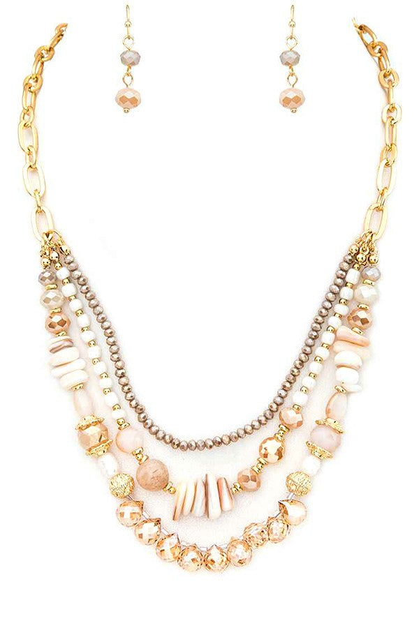 Mix Beads Layer Necklace Set
