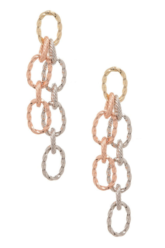 Mix Tone Ring Link Earrings