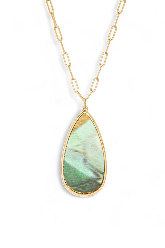 Stone Teardrop Pendant Necklace