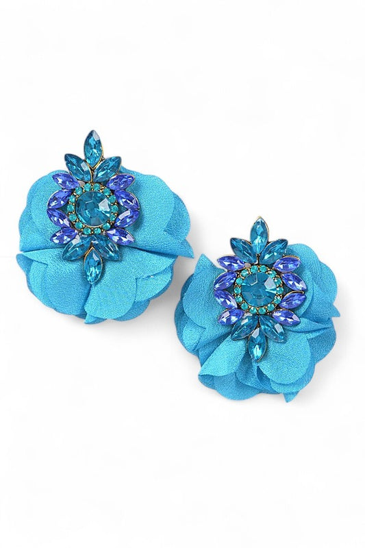 Chiffon Crystal Flower Iconic Earrings