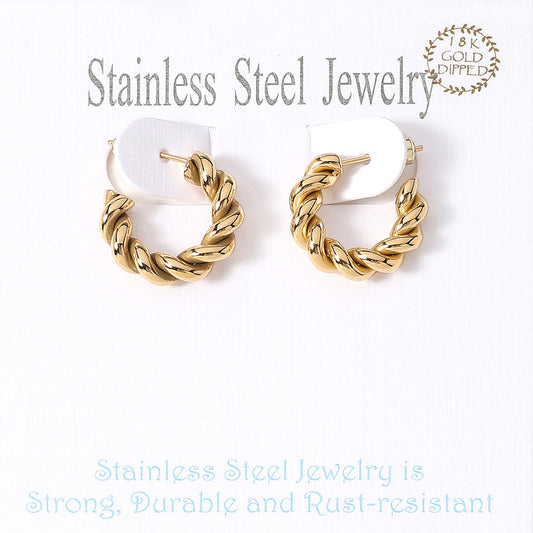 Stainless Steel Twisted Mini Hoop Earrings
