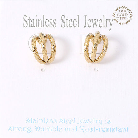 Stainless Steel Textured Split Mini Hoop Earrings Stainless