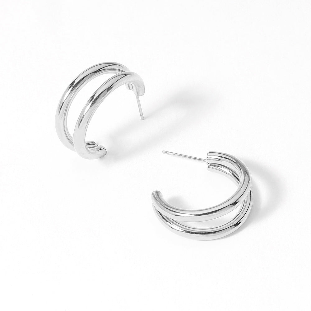 Stainless Steel Split Hoop Earrings