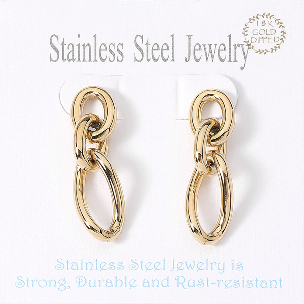 Stainless Steel Abstract Chain Link Earrings