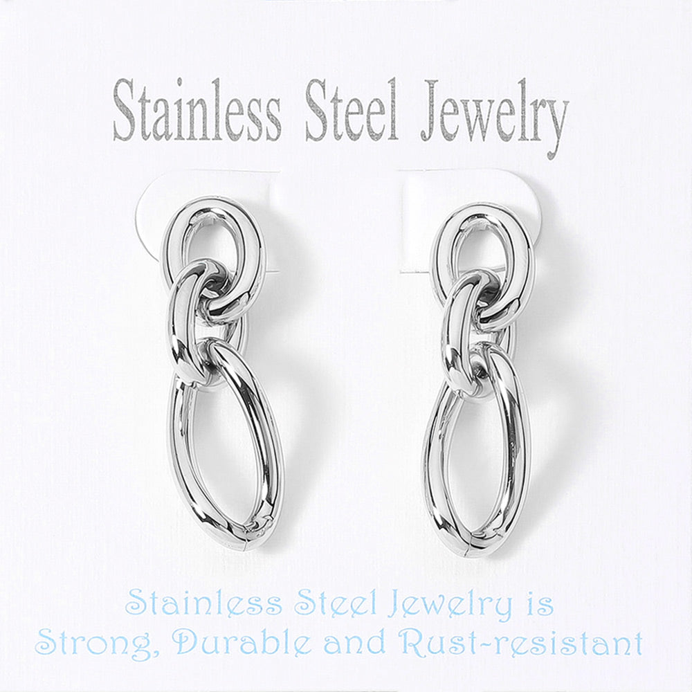 Stainless Steel Abstract Chain Link Earrings