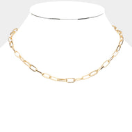 Metal Paper Clip Link Chain Necklace