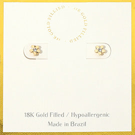 18K Gold Filled Hypoallergenic Stone Pointed Flower Stud Earrings